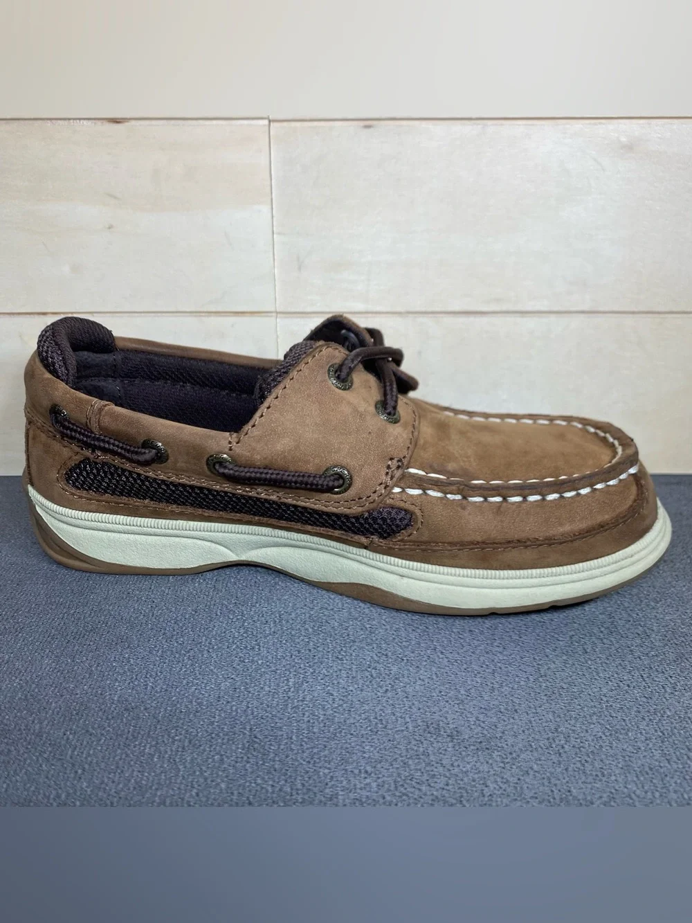 Sperry Top Sider Lanyard Boat Shoes Kid's Boy's Youth Size 1 M Brown Leather